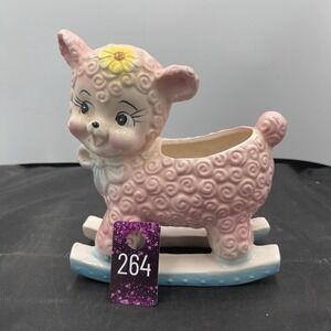 Vintage 1960s Ceramic Sheep Lamb Baby Nursery Planter Inarco Japan  MCM #p264